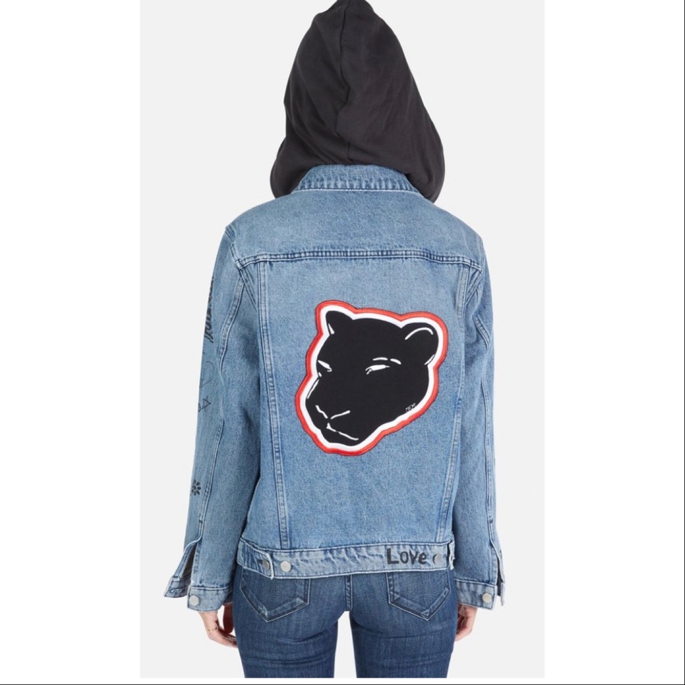 Lauren Moshi Stevie Varsity Panther Jean Jacket - Picture 7 of 16